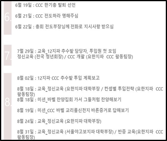 그루터기상담협회가 공개한 신천지의 CCC공략 일지